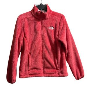Women’s The North Face Zip Up Fuzzy Fleece Coral Jacket Sweater with Pockets.